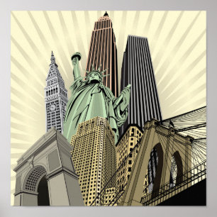 Super Stylised Cityscape NYC Poster