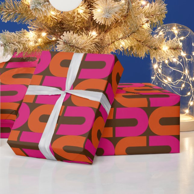 Super stylish and modern retro 60s 70s giftwrap wrapping paper (Holidays)