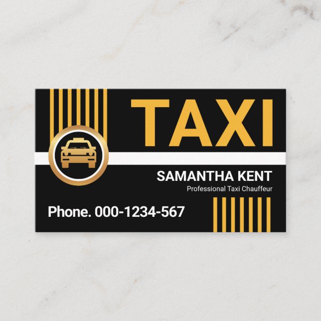Super Stylish Yellow Taxi Lines Driving Business Card (Front)