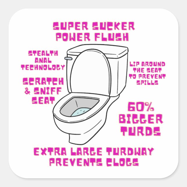 Super Sucker Toilet Humour Square Sticker (Front)