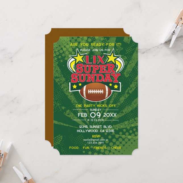 Super Sunday Football Party Invitation (Front/Back In Situ)
