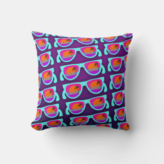 Super Sunset Shades Fun Neon Sunglasses Pattern Cushion