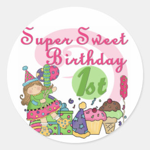 Super Sweet 1st Birthday T-shirts and Gifts Classic Round Sticker