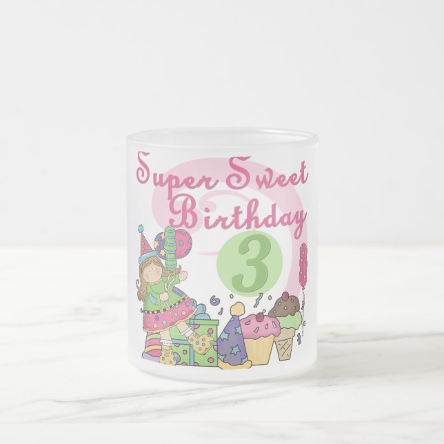 Super Sweet 3rd Birthday Tshirts and Gifts Frosted Glass Coffee Mug (Center)