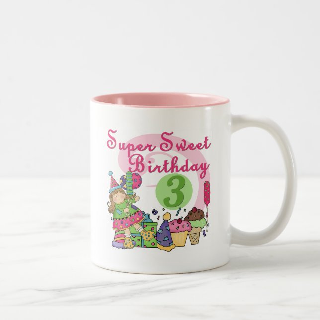 Super Sweet 3rd Birthday Tshirts and Gifts Two-Tone Coffee Mug (Right)
