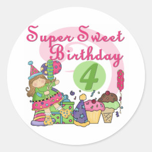 Super Sweet 4th Birthday T-shirts and Gifts Classic Round Sticker