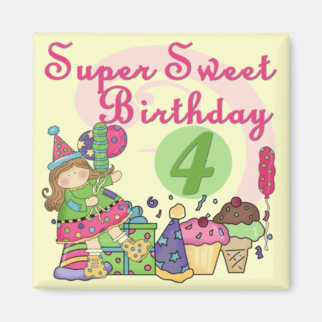 Super Sweet 4th Birthday T-shirts and Gifts Magnet (Front)