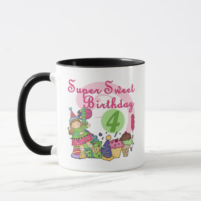 Super Sweet 4th Birthday T-shirts and Gifts Mug (Left)