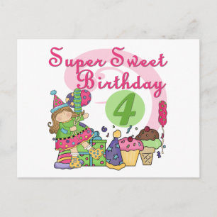 Super Sweet 4th Birthday T-shirts and Gifts Postcard
