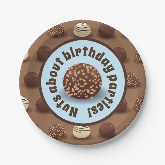 Super Sweet Chocolate Making Birthday Party Blue Paper Plate (Front)