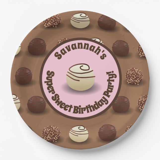 Super Sweet Chocolate Making Birthday Party Paper Plate (Front)