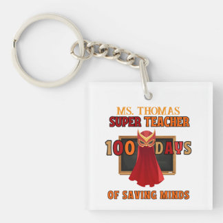 Super Teacher 100 Days of School - Customised Key Ring