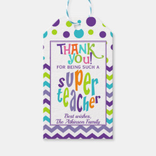 Super Teacher Appreciation Thank You Gift Tags