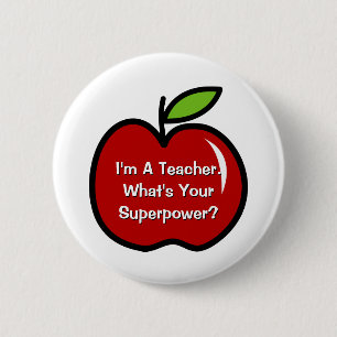Super teacher buttons with red apple