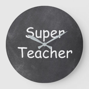 Super Teacher Chalkboard Design Gift Idea Large Clock