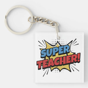 Super Teacher Comic Style Key Ring