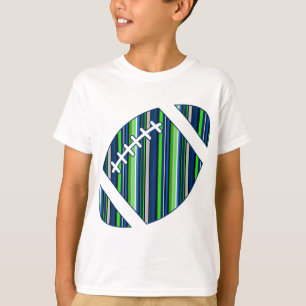Super Team Striped Football in Blue and Green T-Shirt