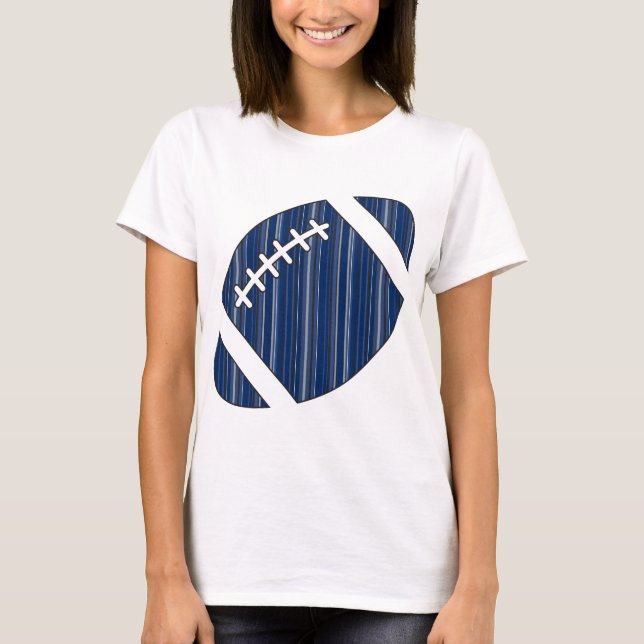Super Team Striped Football in Blue and Grey T-Shirt (Front)