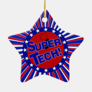 SUPER TECH BUTTON PATRIOTIC .png Ceramic Tree Decoration