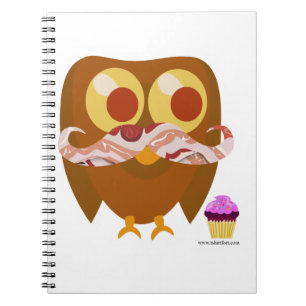 Super Trendy Bacon Moustache Owl Notebook