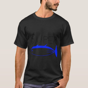 Super Tuna Cute Blue Fish Drawing Minimalist Nauti T-Shirt