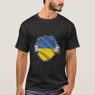 Super Ukrainian Heritage Proud Ukraine Roots Flag T-Shirt