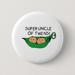 Super Uncle of Twins Pod 6 Cm Round Badge