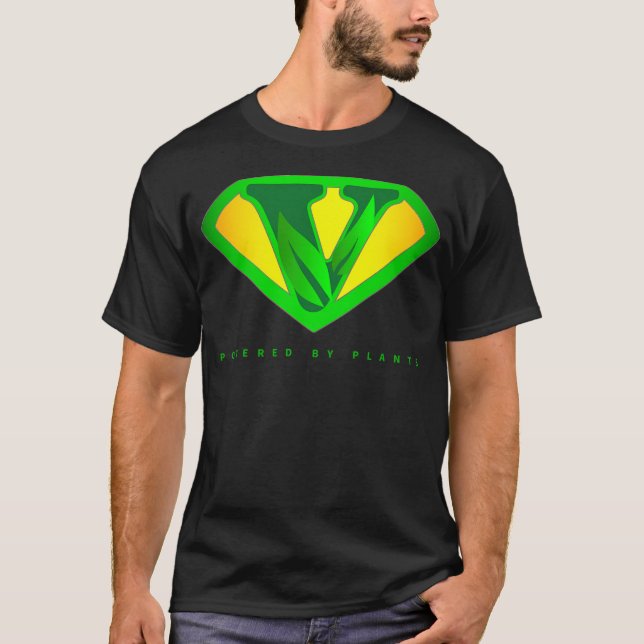 Super Vegan - Powered By Plants Retro T-Shirt (Front)