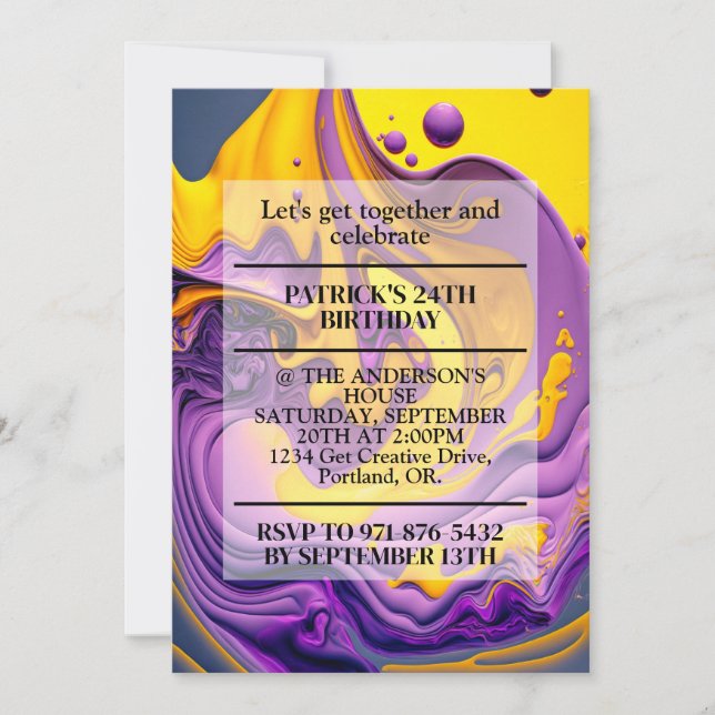 Super Wavy Print Birthday Party Invitation (Front)