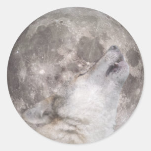 Super Wolf Moon Classic Round Sticker