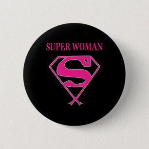 Super Woman (Breast Cancer Awareness)  6 Cm Round Badge