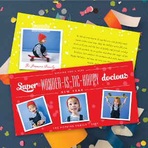 Super Wonder-is-tic Happy-docious New Year Photo Holiday Card