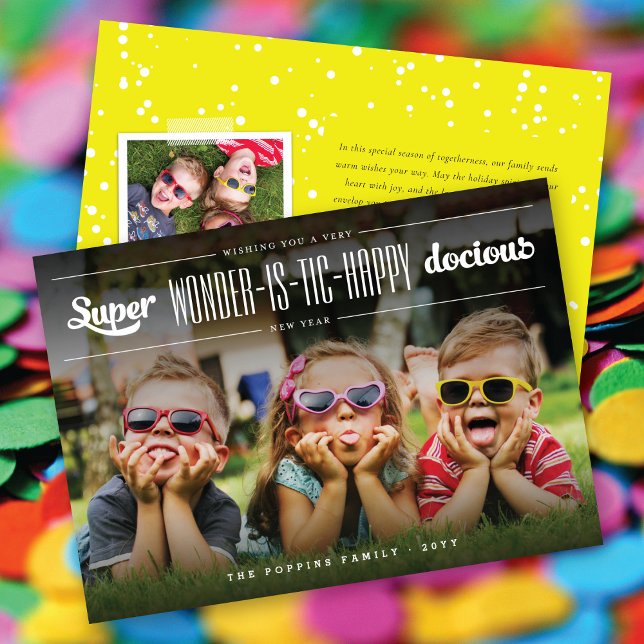 Super Wonder-is-tic Happy-docious New Year Photo Holiday Card (Creator Uploaded)