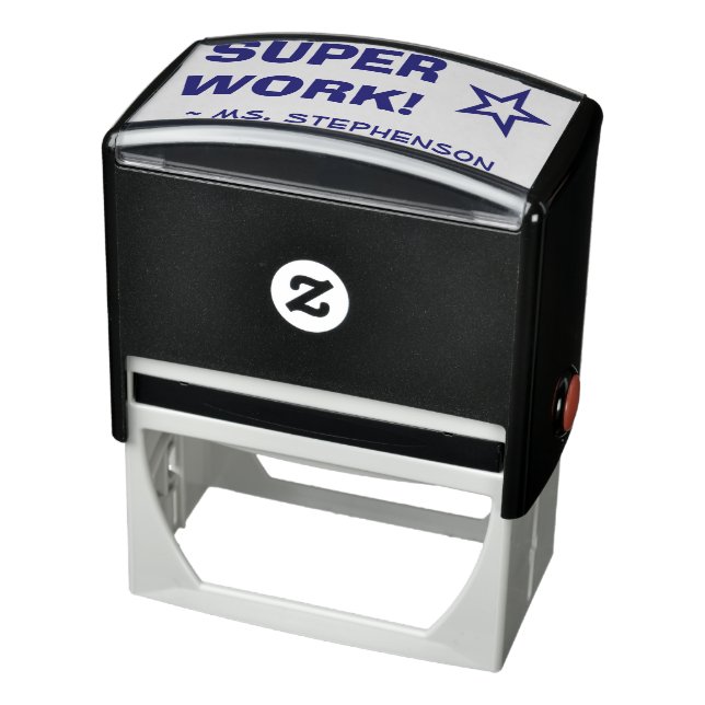 "SUPER WORK!" + Teacher Name Rubber Stamp (Product)