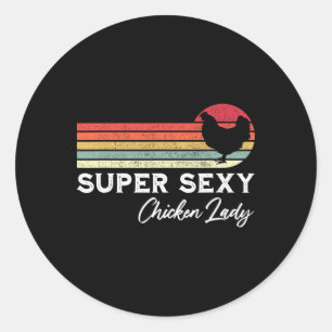 Super Y Chicken Lady Funny Vintage Farmers Classic Round Sticker