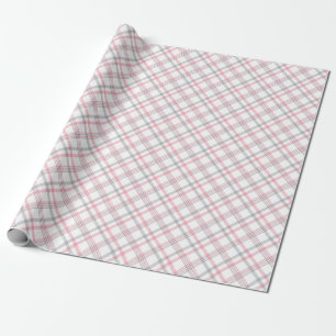 Superb Chequered Pattern Of Grey And Pink Wrapping Paper
