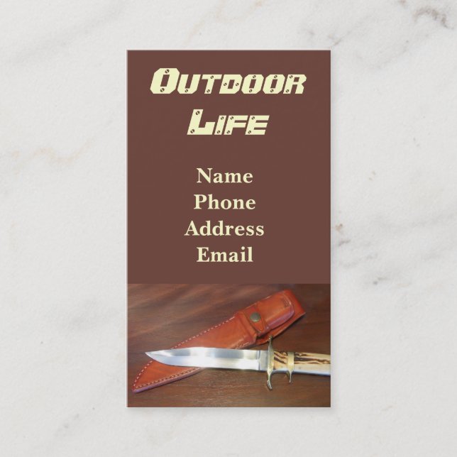 Superb Hunting Knife with Leather Case Business Card (Front)