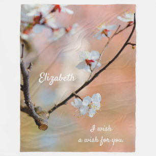 Superb Japanese Apricot Flowers Fleece Blanket