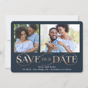 Superb Swirl 2 Photos Save The Date Card