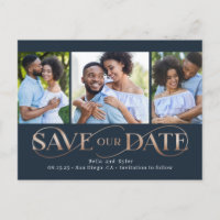 Superb Swirl 3 Photos Save The Date Postcard