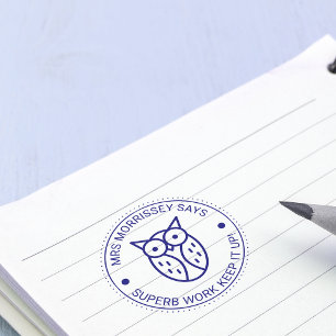 Superb Work Owl Teachers Personalised Self-inking Stamp