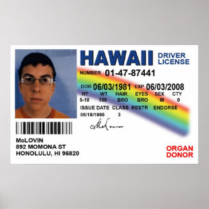 Superbad Fake ID License Poster