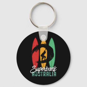 Superbank Beach Australia Vintage Retro Surfing Key Ring