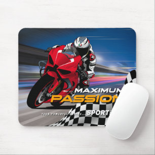 Superbike Racing Maximum Passion Biker Graphic Mouse Mat