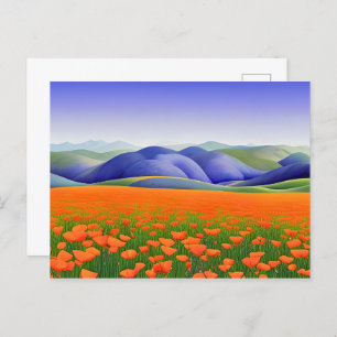 Superblooms   Surreal Poppies Landscape Postcard