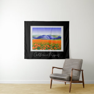 Superblooms Surreal Poppies Landscape Tapestry