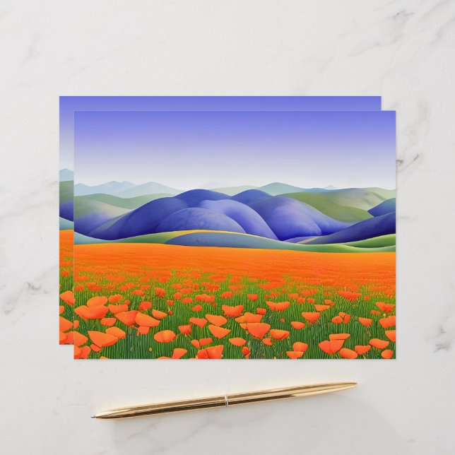 Superblooms | Surreal Poppies Scrapbook Paper (Front/Back In Situ)