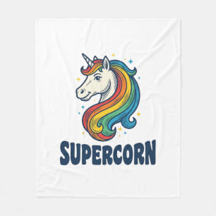 Supercorn Unicorn Vintage Engraving T-Shirt Design Fleece Blanket