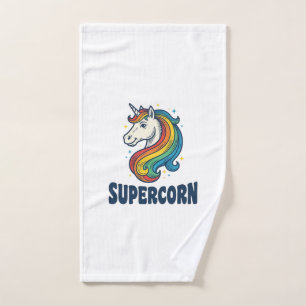 Supercorn Unicorn Vintage Engraving T-Shirt Design Hand Towel