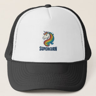 Supercorn Unicorn Vintage Engraving T-Shirt Design Trucker Hat